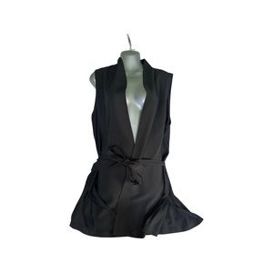 NWT Eileen Fisher Women’s Size L 100% Silk Black Sleeveless Vest Blazer